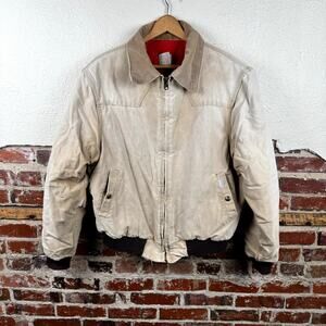 Vintage Carhartt Jacket Size XL Tan Canvas Zip Up Flannel Lined Santa Fe USA 90s